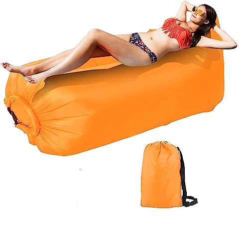 Aufblasbares Sofa,Air Lounger Camping Accessories,Camping Sofa Wasserdicht Anti-Luft Leaking,Tragbares,Luft Sofa Für Outdoor, Party, Reisen (Orange)