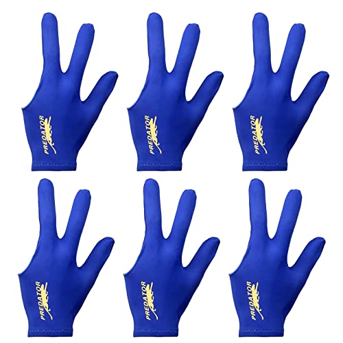 Tokaneit Billard Handschuh,3 Finger Queue Handschuhe,Billardhandschuhe,Billard Snooker Queue Handschuhe, Unisex Dehnbar,für Billard Zubehör 6 Stück Blau