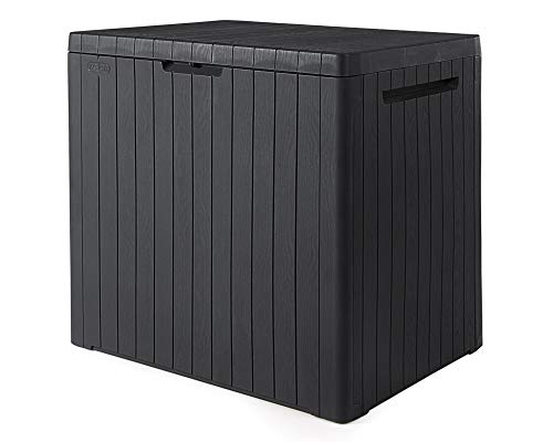 Ondis24 Kissenbox Balkonbox Poolbox City Box abschließbar mit Deckel regensicher Sitzwürfel 58 x 44 x 55 (H) cm 113 Liter Anthrazit (113 Liter, Anthrazit)