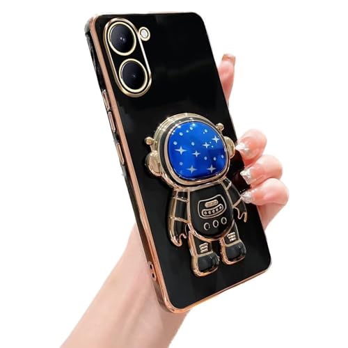 Miagon Blau Galaxie Astronaut Ständer Hülle für Realme C33,Cute Mädchen Dünn Galvanisierte Schutzhülle Weiches Case Bumper mit Astronaut Halter Kickständer