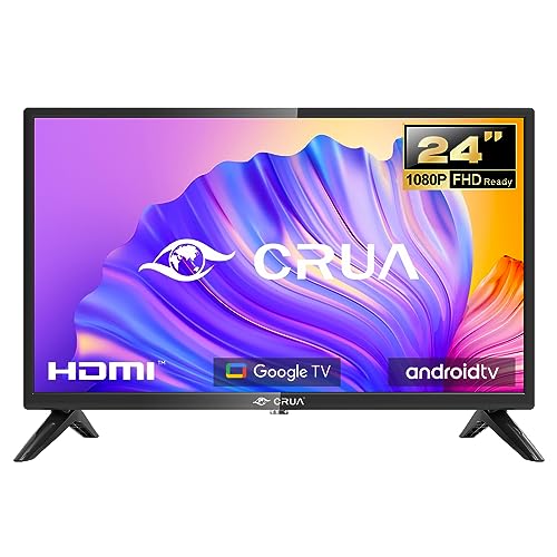 CRUA Smart Fernsehen 24 Zoll(60cm) Fernseher Android TV HD Ready Triple Tuner Dolby Audio Google Play Store YouTube Netflix DAZN Disney+ Google Assistant (2024)