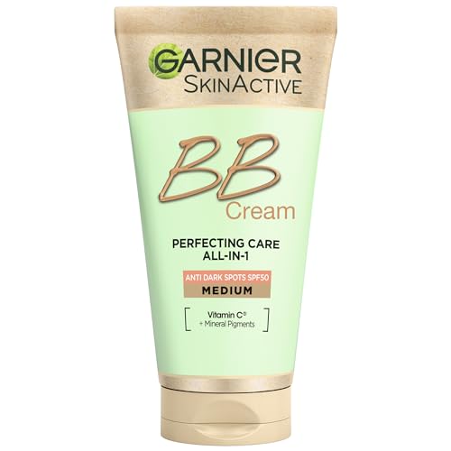 Garnier SkinActive BB Cream Perfektionierende All-In-1 Pflege Mittel mit LSF50 gegen dunkle Flecken, mit Vitamin C und Mineralpigmenten, 50 ml