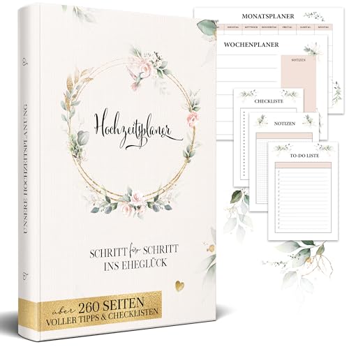 Stefanie Reindl Photography Hochzeitsplanerbuch Schritt für Schritt zum Eheglück – Hochzeitsführer und Organisator – 24 Checklisten Hochzeit zum Ausfüllen – Hochzeitsplanerbuch Hochzeit – 260 Seiten –