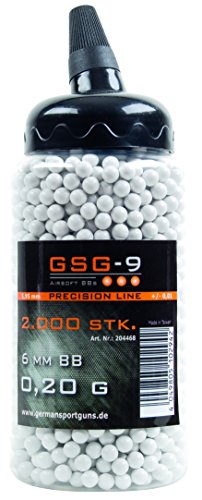 0,20g GSG-9 6mm BBs 2.000 Softairkugeln 0,20 BB Kugeln gratfrei poliert in Speedloader Flasche Airsoftkugeln Kugeln Softair Munition Airsoft BBs Airsoft Munition BBs für Luftpistole Luftgewehr Softairwaffe Airsoftpistole Softairgewehr