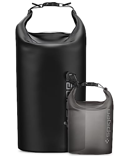 Spigen Aqua Shield wasserdichte Tasche Set [20L+2L] Dry Bag wasserfester Rucksack Beutel für Strand Schwimmen Camping Bootfahren Kajakfahren -Schwarz