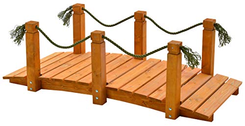 GASPO Teichbrücke, Gartenbrücke aus massivem Kiefernholz, 152 x 67 x 50 cm, Qualität aus Österreich, einfaches Bausatzsystem