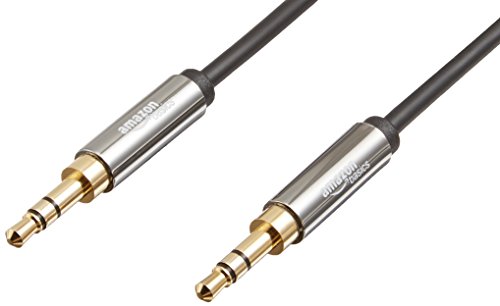 Amazon Basics Auxiliary Kabel, Stereo-Audiokabel, 3,5 mm-Klinkenstecker auf 3,5 mm-Klinkenstecker, 1.2 m, Schwarz