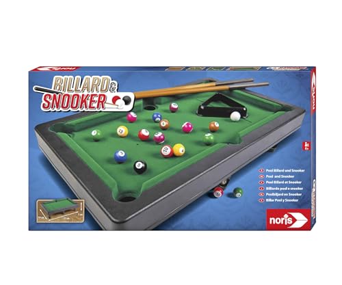 Noris 606167704 Pool Billard & Snooker inkl. 2 Queues, 16 Billard-und 17 Snooker Kugeln und Triangel, für Kinder ab 4 Jahren, breit, grün