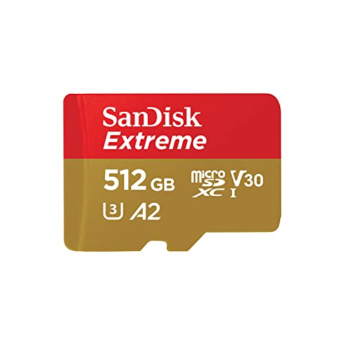 SanDisk Extreme microSDXC UHS-I Speicherkarte 512 GB + Adapter (Für Smartphones, Actionkameras und Drohnen, A2, C10, V30, U3, 190 MB/s Übertragung, RescuePRO Deluxe)