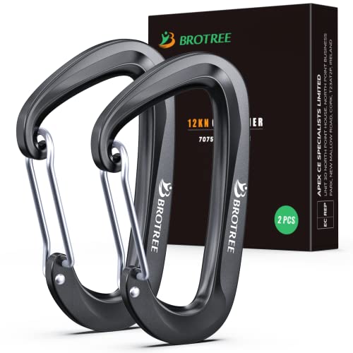 BROTREE Karabiner mit 1200kg Belastbarkeit Karabinerhaken mit Schlüsselanhänger/Schraubverschluss Schwerlast Schraubkarabiner für Hängematten, Camping, Wandern, Angeln usw