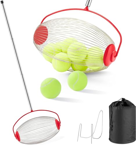 Yangbaga Tennisballsammler, Tennisbälle Pickup, Ball Retriever Einstellbar, Tennis Ball Roller Sammler für Tischtennis Training Zubehör