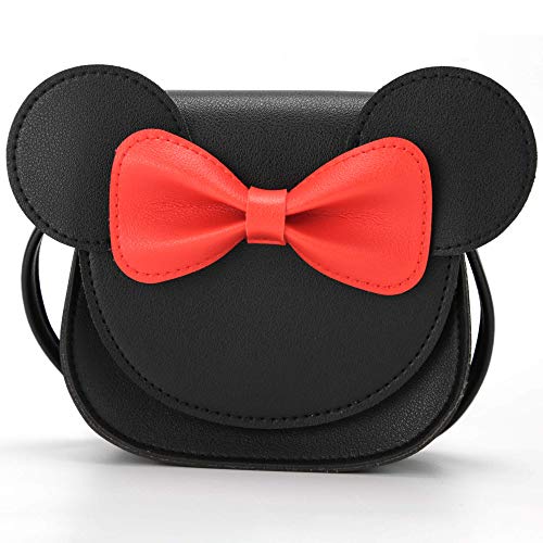 QiMing Little Mouse Ear Bow Crossbody Purse,PU-Schultertasche für Kinder Mädchen Kleinkinder