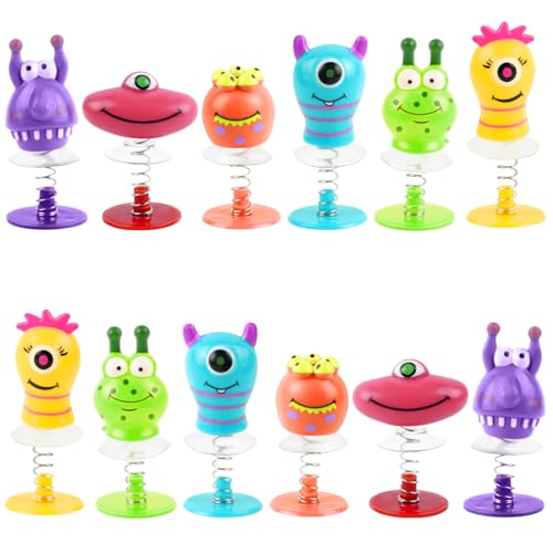 Wishstar 12 Stück Monster Springspielzeuge，Partygeschenke für Kinder，Springendes Monster，Monster Party Deko，Partygeschenke für Kinder, Spielzeug, Geburtstagsgeschenke（6 Farben）