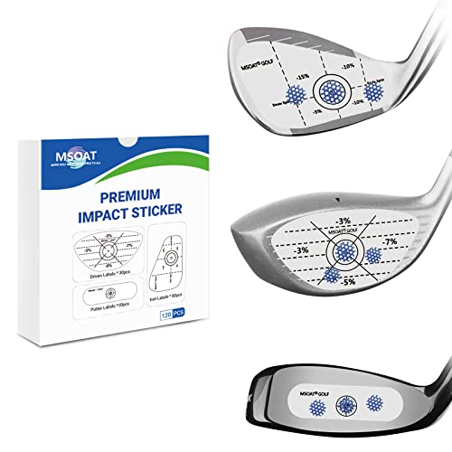 MSOAT Rechtshänder Golf Impact Tape 120 Stück (80 x Eisen, 30 x Holz, 10 x Putter), Etiketten Aufkleber Impact Tape Golf Schwungtrainer Trainingshilfen Swing Trainer Golfball Marker Hitting Recorder