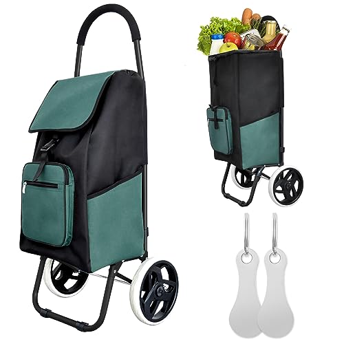 Allyson Einkaufswagen - Ergonomischer, Klappbarer Shopping Trolley mit 45L Wasserdichter Tasche, Geräuschlose Räder & 2 Einkaufswagenlöser - Ideal für Senioren, Camping, Reisen & Alltag (Grün)