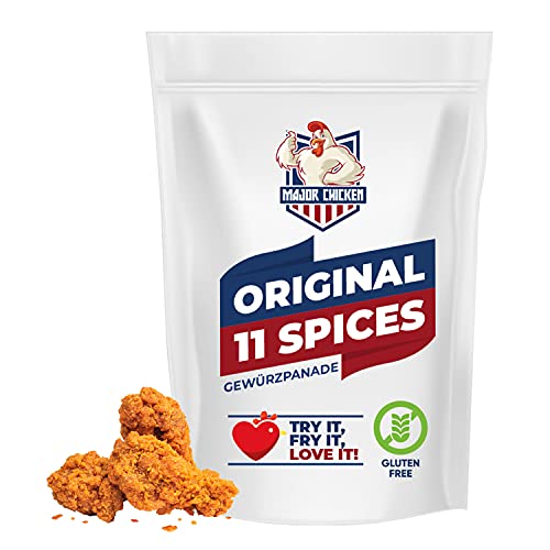 Major-Chicken "ORIGINAL 11 SPICES" - Chicken Gewürzpanade / Hähnchen Marinade 220g - 11 unglaubliche Gewürze für den Original Fried Chicken Geschmack - Paniermischung für Chicken Wings, Hot Wings uvm