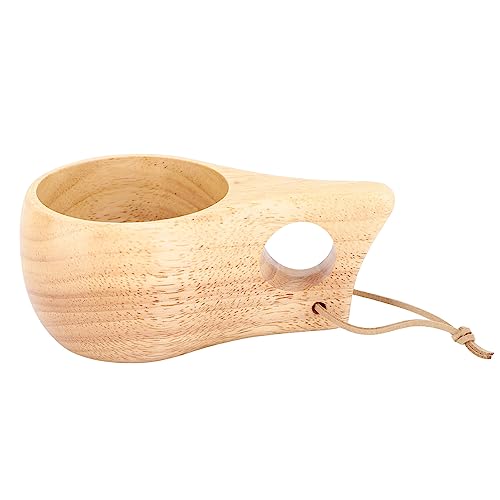 F&Y Holz-Teetasse, Mehrzweck-Tasse im nordischen Stil, Holzbecher mit Griff, zum Trinken von Wein, Milch, Kaffee, 200 ml (Einzelloch), F&Y58fyo79bxr-11