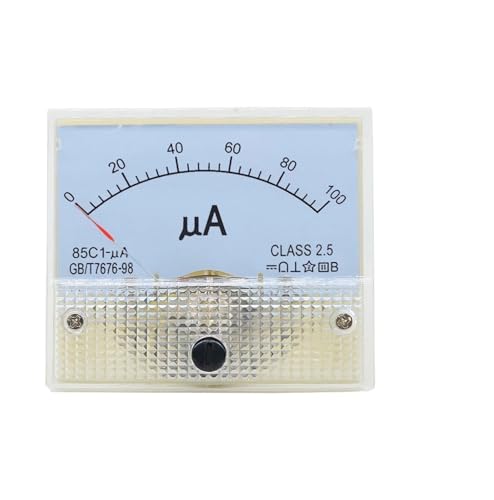 AIRUIXI Amperemeter 85C1-uA DC μA 50UA 100UA 200UA 300UA 500UA Analog Panel Zeiger typ DC amperemeter 85C1-A mechanische Meter amperemeter(100uA)