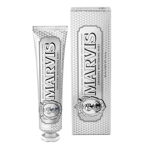 Marvis Smokers Whitening Mint Zahnpasta, 85 ml, Whitening Zahnpasta fördert eine natürliche Zahnaufhellung, Zahncreme entfernt Plaque & verleiht langanhaltende Frische