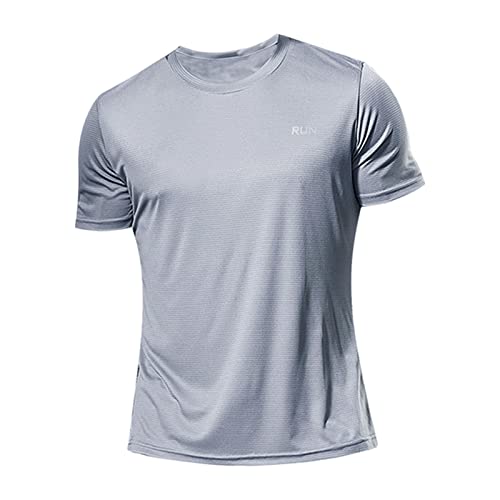 Herren-Sport-Eisseide, locker sitzend, schnell trocknend, Fitness, halbärmelig, großes Oberteil, lässig, kühl, atmungsaktiv, modisch, kurzärmlig Tanktop Herren Schwarz Männer T-Shirt Freizeitkleidung