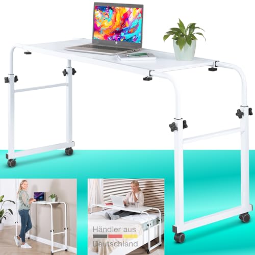 maxVitalis Über-Betttisch auf Rollen höhenverstellbar/breitenverstellbar, Overbed Table, Mobiler Schreibtisch, Pflegetisch, Laptoptisch, Bettbeistelltisch, Breite 119-190 cm & Höhe 78-120 cm