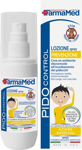 FARMAMED PidoControl Anti-Läusesprays, Pediculosis Prävention Lotion, Läuse und Nissen Prävention Lotion, schnell trocknend, keine Spülung, Paraben frei, Made in Italy