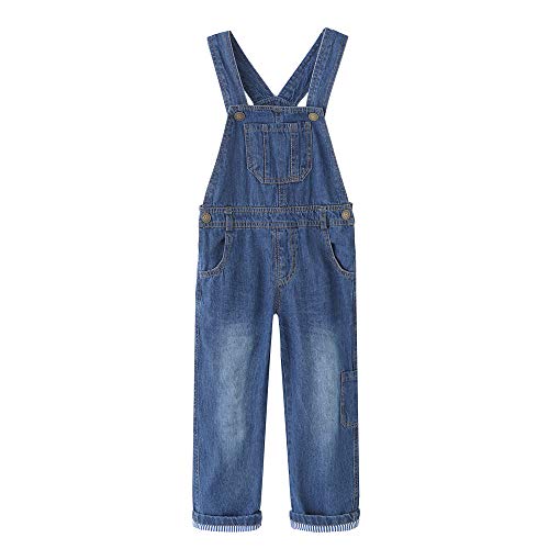 Grandwish Kinder Jumpsuit Jungen Mädchen Latzhose, Blau, 110 cm (Etikettengröße:4)