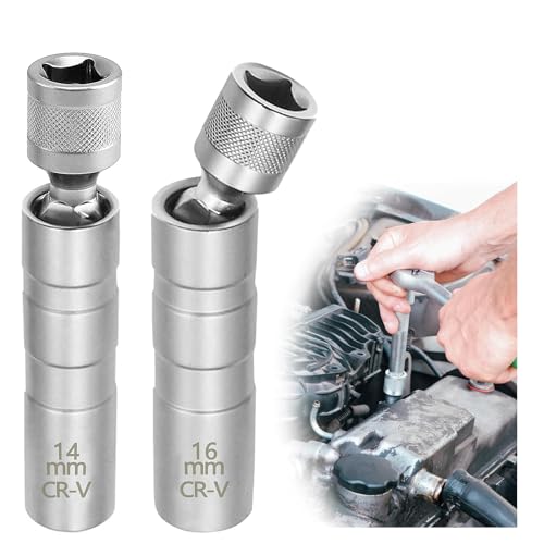 Zocipro Zündkerzenschlüssel 14mm und 16mm, 2 Stück Universal Magnetisch Zündkerzen Schlüssel Steckdose Demontagewerkzeug, Zündkerzenstecker für die Autoreparatur