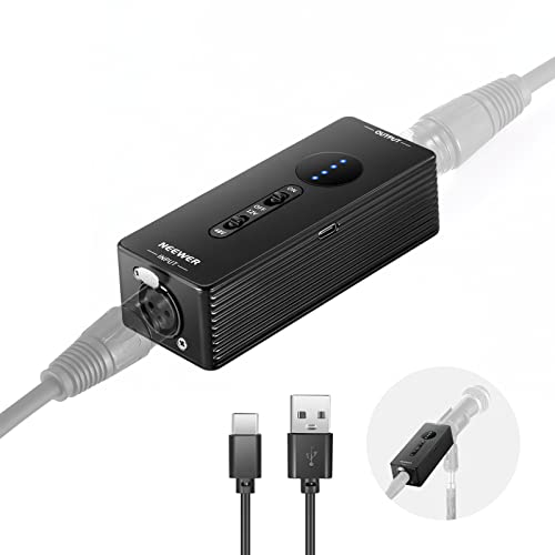 NEEWER Phantomspeisung Konvertierbar 48V/12V Ausgang, Bis zu 40h Arbeitszeit Tragbare Wiederaufladbare Kabellose Stromquelle mit USB C Kabel für Interview/Kondensatormikrofon, usw PP1