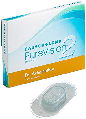 Bausch + Lomb PureVision2 for Astigmatism Monatslinsen, torische Kontaktlinsen, weich, 3 Stück BC 8.9 mm / DIA 14.5 / CYL -2.25 / Achse 140 / 1.25 Dioptrien