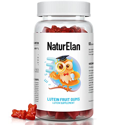 NaturElan Augenvitamine - Lutein Zeaxanthin Hochdosiert Gummibärchen - 60ST, 20 mg Lutein, 4 mg Zeaxanthin jede 2st, Augen Vitamine, Ohne Unerwünschte Zusatzstoffe, In Deutschland Produziert