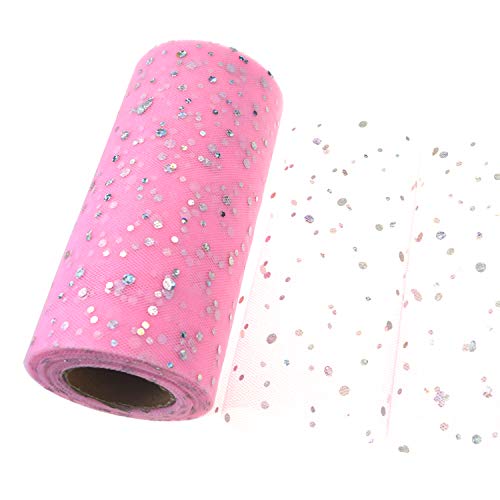 Tüll Roll Glitter Pailletten Spule Tutu Hochzeit Weihnachtsfeier Geburtstag Dekoration Geschenk Bastelbedarf (Rosa)