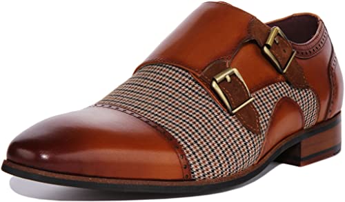 JUSTINREESS England Maxim Herren Double Monk Tweed Schuhe, braun, 42 2/3 EU