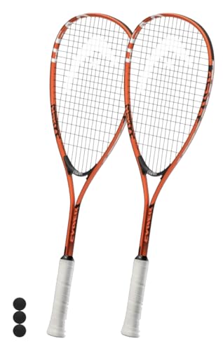 Head Cyber Nano Ti Edge Squash Twin Racket Set Including 3 Squash Balls