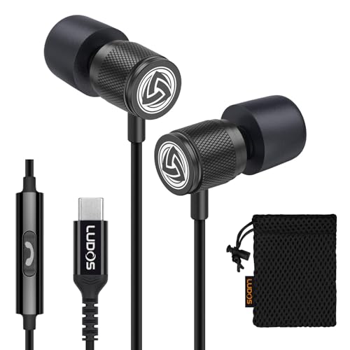 LUDOS Ultra USB C Kopfhörer, 5 Jahre Garantie für iPhone 15 Pro Max Plus Samsung Galaxy S23 Ultra S22 S21 FE S20 A53 A54, USB Typ C Ohrhörer mit Mikrofon In-Ear mit Kabel für iPad Pro 2022 iPad Air