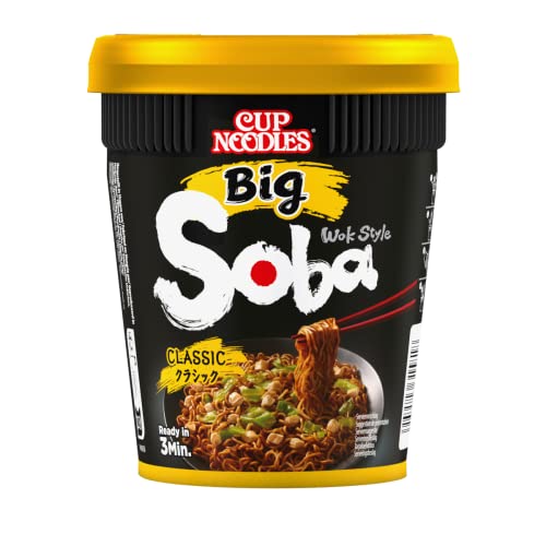 Nissin Cup Noodles Soba BIG – Classic, Einzelpack, Wok Style Instant-Nudeln japanischer Art mit Yakisoba-Sauce und Gemüse, schnell im Becher zubereitet, asiatisches Essen, große Portion (1 x 113 g)