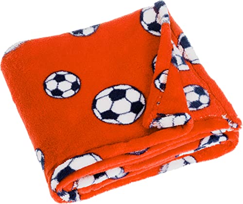 Playshoes Unisex Baby Fleece-Decke Fußball 301702, 39 - Orange, 75 x 100 cm/29.5 Inch x 39.4 Inch