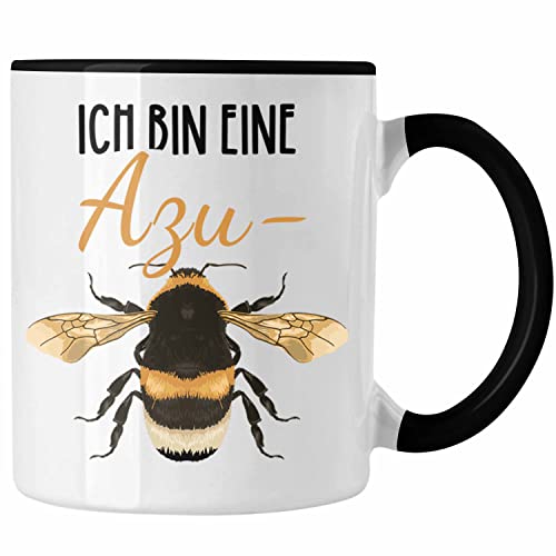 Trendation - Azubine Tasse Geschenk für Auszubildende Start Ausbildung Geschenkidee Spruch Azu-Bine (Schwarz)