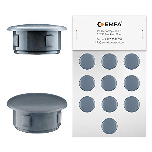 EMFA Abdeckstopfen für Bohrung Durchmesser 10 mm Anthrazit RAL 7016 Blindstopfen Abdeckkappen Endkappen Verschlusskappen 25 Stück Kopfdurchmesser 13 mm, Borloch 1 cm