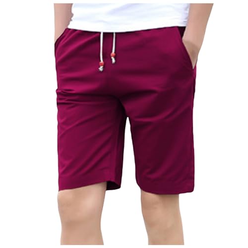 FASLOLSDP Herren Hosen Sommer, Bermuda Sweat Shorts, Freizeithose Mit Taschen Outdoor Einfarbig Herrenshorts Bermudas MäNner Sommershorts Basic Bequemes Kurz Hose Chino Shorts