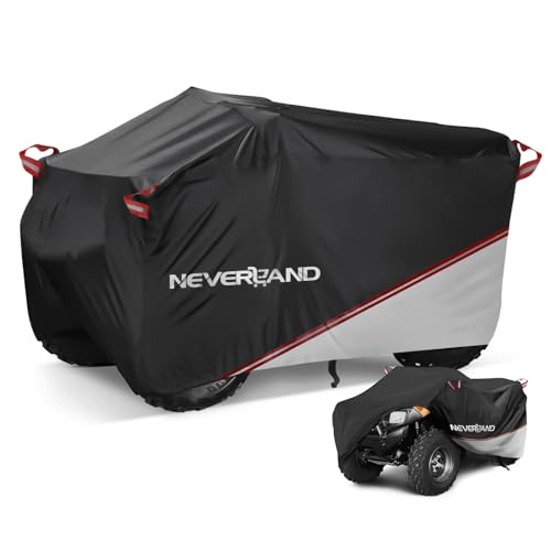 Neverland Quad Abdeckplane ATV Abdeckung,Wasserdicht Innen und Außen Verwendbar Abdeckung für Quad Cover Schnalle Schneesicher Staubdicht Quadplane Schwarze und Silberne Spleiße 210 * 120 * 115cm