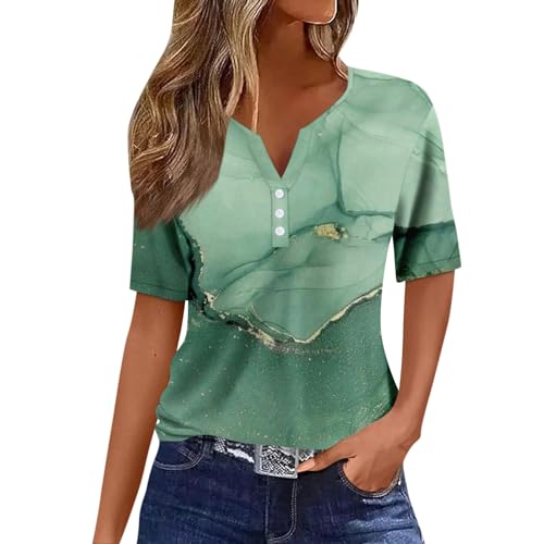 SCBFDI Stillshirt Damen Blusen Musselin Bluse Damen Baumwollhemd Damen Hemd Damen Elegant Frauen Tshirt Damen Oberteile Sommer Tops Shirt Damen Elegant Damen Shirt Grün L