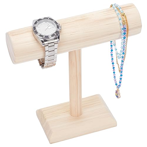 nbeads T-Bar-Armbandhalter Aus Holz, Abnehmbarer Schmuckständer Aus Holz Schmuckständer Armbandständer Für Schmuck Heimgebrauch Einzelhandel, Weizen, 7.7x20x21cm