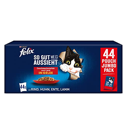 FELIX So gut wie es aussieht Geschmacksvielfalt vom Land in Gelee Katzennassfutter 44x85g Portionsbeutel