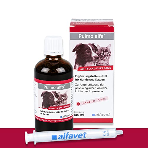 Alfavet Pulmo alfa, Saft zur Unterstützung der Atemwege von Hund und Katze, Ergänzungsfuttermittel, 100ml mit Dosierspritze