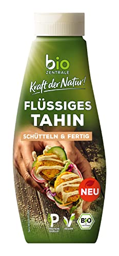 biozentrale flüssiges Tahin | 310 g | vegan & glutenfrei | in der Squeezeflasche, schütteln & fertig | Proteinquelle | als Topping für Bowls oder zum Verfeinern von Dips