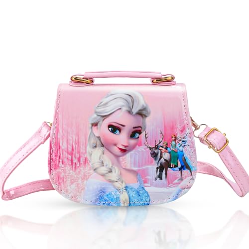 Chukua Kinderhandtasche Elsa - Tasche Eiskönigin Umhängetasche Kinder Mädchen Prinzessin Handtasche Kindertasche Schultertasche mit Verstellbarem Gurt zum Ausgehen oder Reisen, Geschenke Mädchen Girls