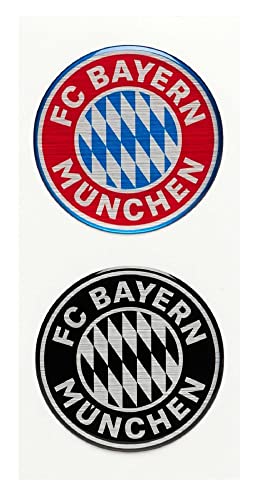 FC Bayern München Autoaufkleber 2er Set - 3D Logo - rot/schwarz Sticker Aufkleber FCB - Plus gratis 1 x FCB Autogrammkarte unserer Wahl