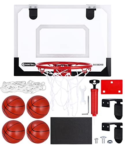 Basketballkorb Indoor Set für Kinder Zimmer Basketball Mit 4 Ball Pumpe Sport Spielzeug Büro Board Ballnetz Office Home 40x30cm Outdoor Basketballbrett Wandmontage