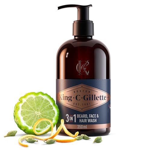 King C. Gillette Bartpflege Bartshampoo für Männer (350 ml) mit Kokoswasser, Arganöl und Avocadoöl für ideale Bartpflege, Geschenk für Männer